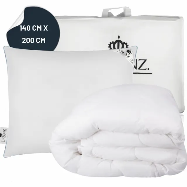 Troonz Slaapset Portofino - Hoofdkussen met 140x200 dekbed - All Year Dekbed - Hotelkwaliteit Kussen Wit