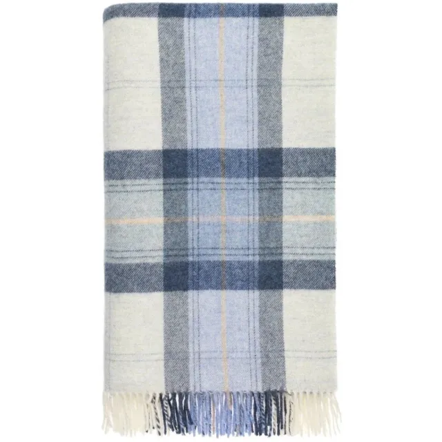 Plaid Skye Koraal Blauw - Shetland Lamswol - 140x185 - Bronte by Moon