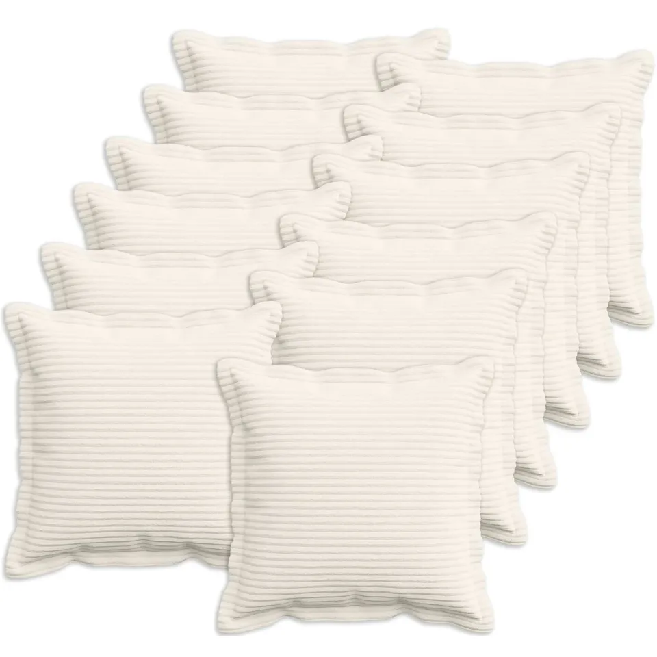 vidaXL Kussensloop 12 st HOUTEN Crèmekleurig 40 x 40 cm corduroy, foto 3