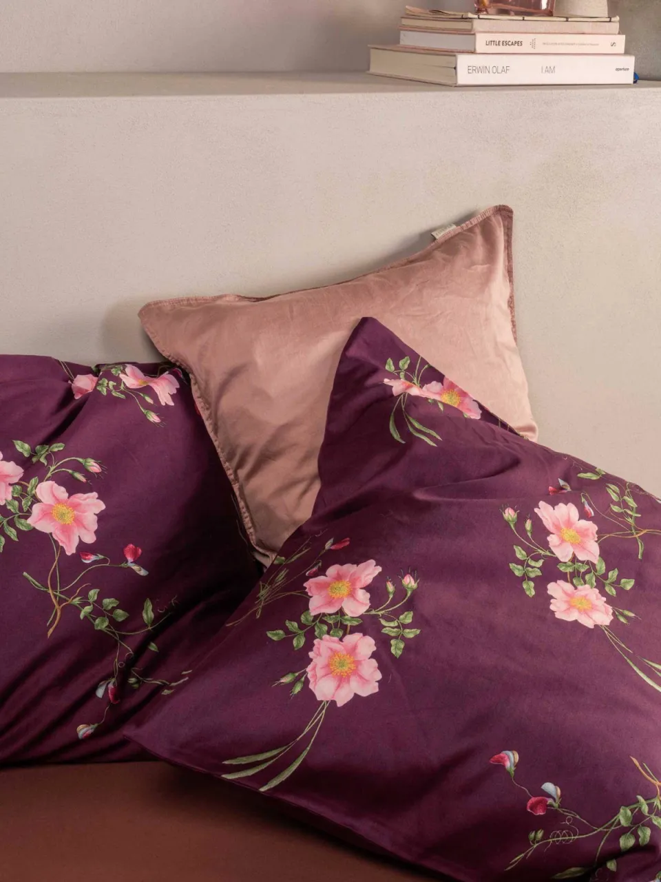 Essenza Maren katoen satijnen dekbedovertrek mauve wine, foto 4
