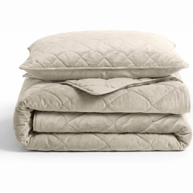 Sleeptime 2 in 1 Velvet Dekbed zonder Overtrek Dekbed - Dekbed inclusief slopen - 140 x 200 - Taupe/Grijs