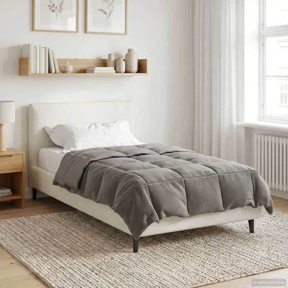 vidaXL Zomer Dekbed 135 x 220 cm Zomer Microfiber (100% polyester) lichtgrijs, foto 4