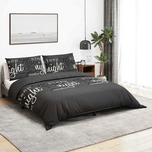 vidaXL Dekbedovertrekset 225x220 cm katoen zwart en wit, foto 2