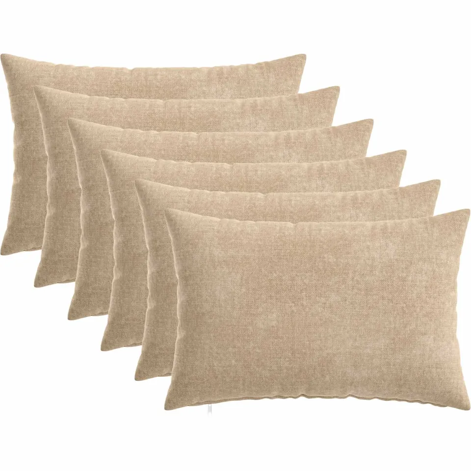 vidaXL Kussensloop 6 st HEERLEN Taupe 50 x 75 cm Chenille Stof, foto 3