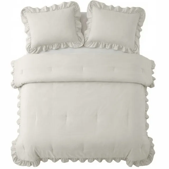 Sleeptime 2 in 1 Dekbed Ruffles - Dekbed zonder Overtrek - Wasbaar Dekbed - 200x200 - Wit