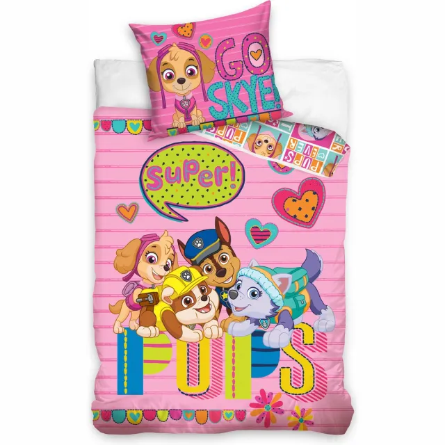 PAW Patrol Dekbedovertrek Super Pups - Eenpersoons - 140 x 200 cm - Katoen Roze