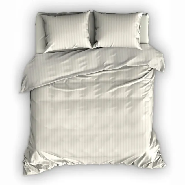 Satin D Or Dekbedovertrek SATIN D'OR satijnstreep ivoor 100% Katoen Satijn Dekbedovertrek 260x200/220 + 2 slopen Naturel / off-white