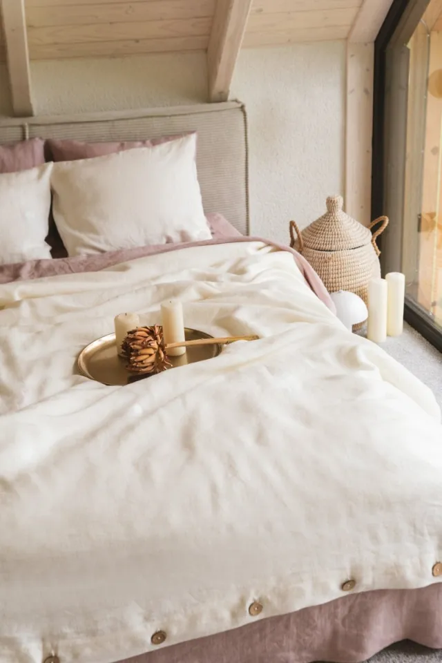 AmourLinen unisex vegan Beddengoedset Linnen Wit
