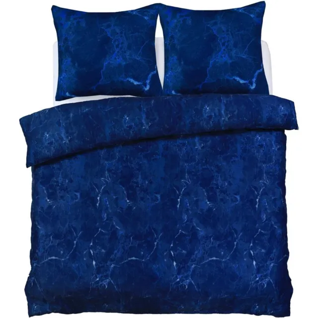 Husch Dekbedovertrek Marble - 240x200/220 - Blauw Gemarmerd