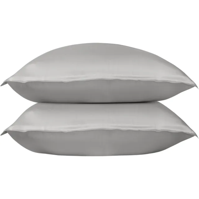Wocha Kussenslopen Set (2 stuks) - 100% TENCEL Eucalyptus - 60x70 cm - Anti-bacterieel satijnen kussensloop - Grijs - Luxe, zacht en duurzaam