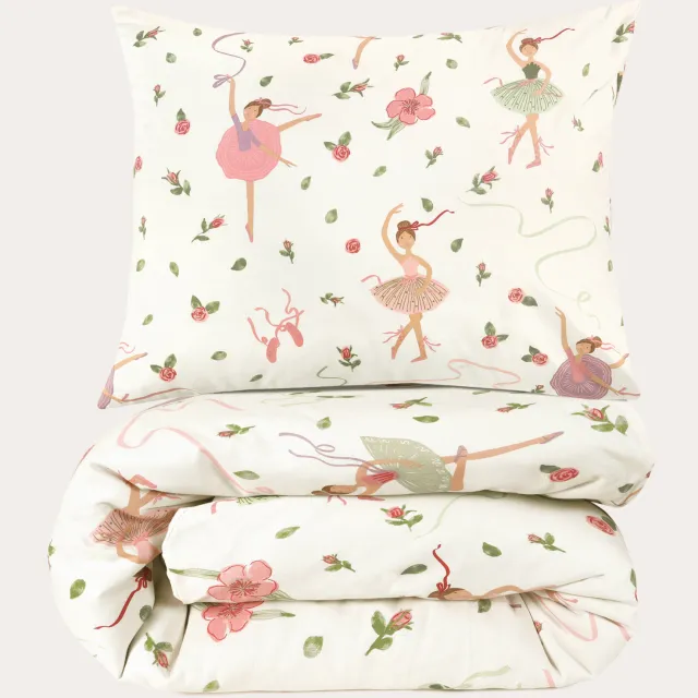 NOUS Kids ballerina katoenen dekbedovertrek kinderbed (120x150 cm) Multi