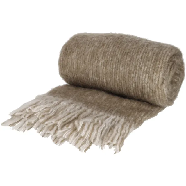 Jens Living Mohair Plaid Jess - 125 X 150cm - Taupe Beige - Warm en Zacht Woonplaid Van Mohair Wol