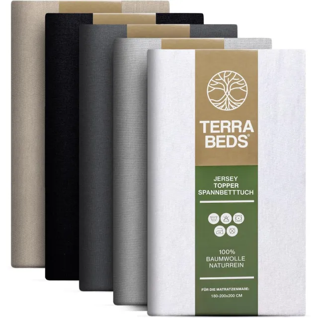 Vellaro Hoeslaken jersey - Wit - 180 x 200 cm - Katoenen Jersey Hoeslaken voor Topper - Voor Boxspringbed