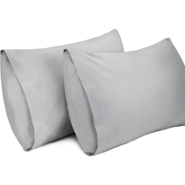 Famanu 2-pack kussenslopen, 100% katoen 300 draad ademende kussensloop pillow cover, 40 x 60 cm, lichtgrijs