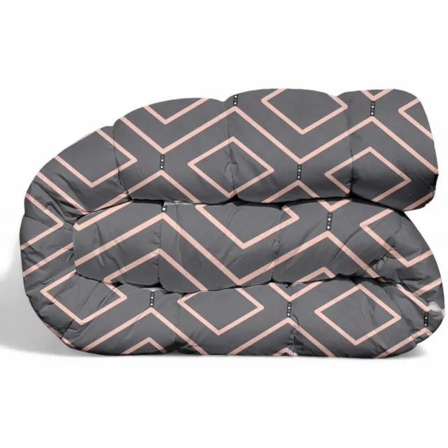 bedlin Premium Dekbed bedrukt - Zonder hoes ( 2 in 1 ) - Tweezijdig - 1 persoon -140 x 200 cm - Renaux Light / Renaux Dark Zwart, Grijs, Roos