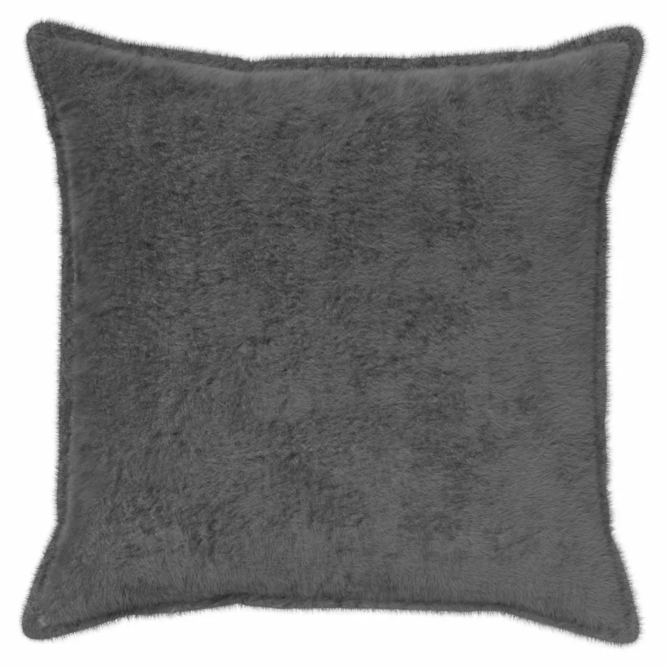 vidaXL Kussensloop 6 st HOUTEN Donkergrijs 60 x 60 cm Nep Konijnenbont, foto 2