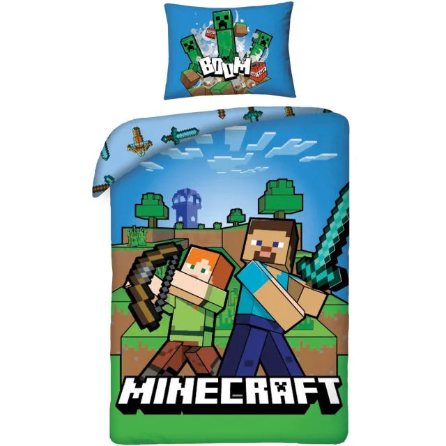 Minecraft Dekbedovertrek Pixel - 140 x 200 cm + 50 x 70 cm - Katoen Multi