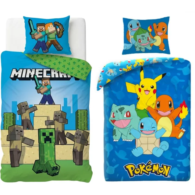 Minecraft en Pokemon slaapkamerset; dekbedovertrekken Meerkleurig