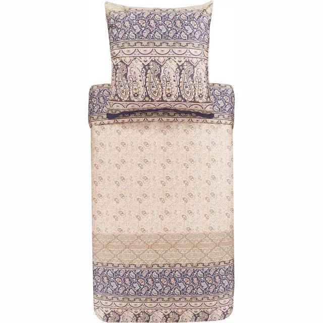 Bassetti Imperia Bedlinnen Set Katoen Mako Satin Beige 2-Delig met Rits 155x220cm