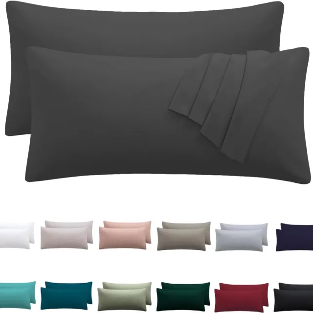 Ibenzoa Kussensloop Set van 2, 40 x 80 cm, Zacht en Strijkvrij met Ritssluiting grijs