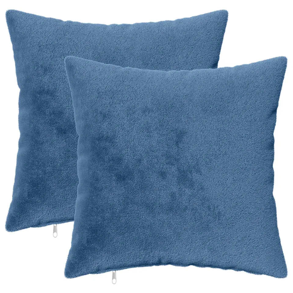 vidaXL Kussensloop 2 st HEERLEN Lichtblauw 45 x 45 cm Flanel blauw, foto 3