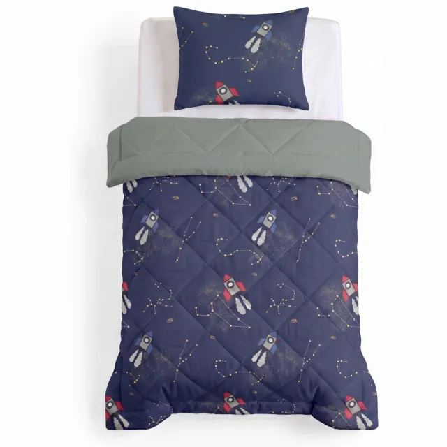 W dekbed zonder overtrek met kussensloop Lazy - rakket donkerblauw, foto 2