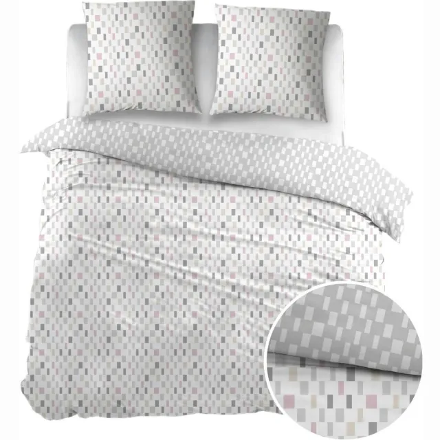 Percalino Dekbedovertrek - Grey, Beige Geometrisch Perkalkatoen - B 240 x L 220 cm - Vochtabsorberend - 000128-B 240 x L 220 cm