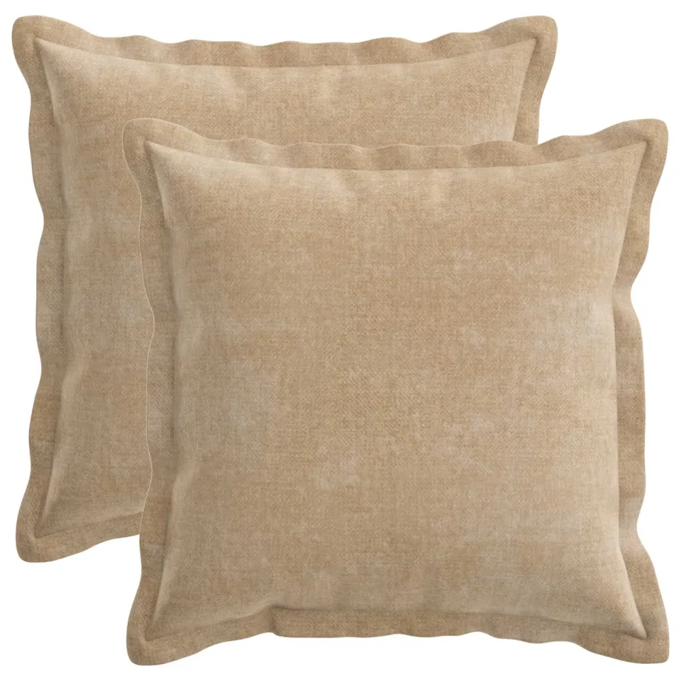 vidaXL Kussensloop 2 st HOUTEN Taupe 45 x 45 cm Chenille Stof