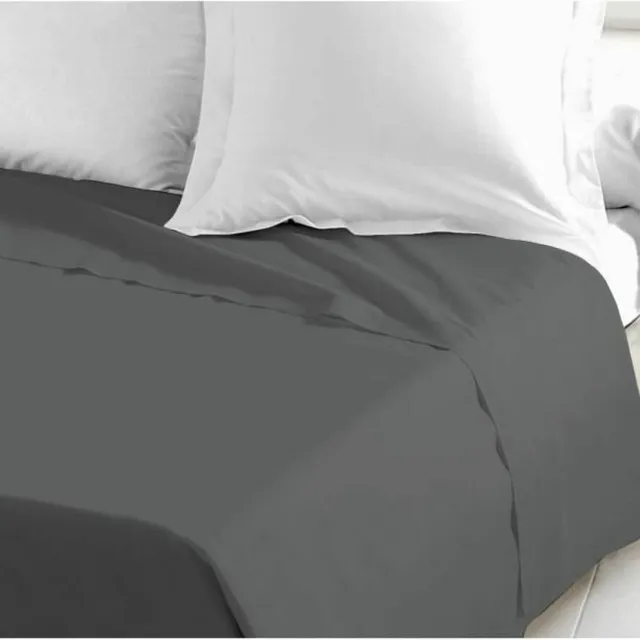 LOVELY HOME Drap Plat 100% coton 180x290 cm gris fonce Donkergrijs