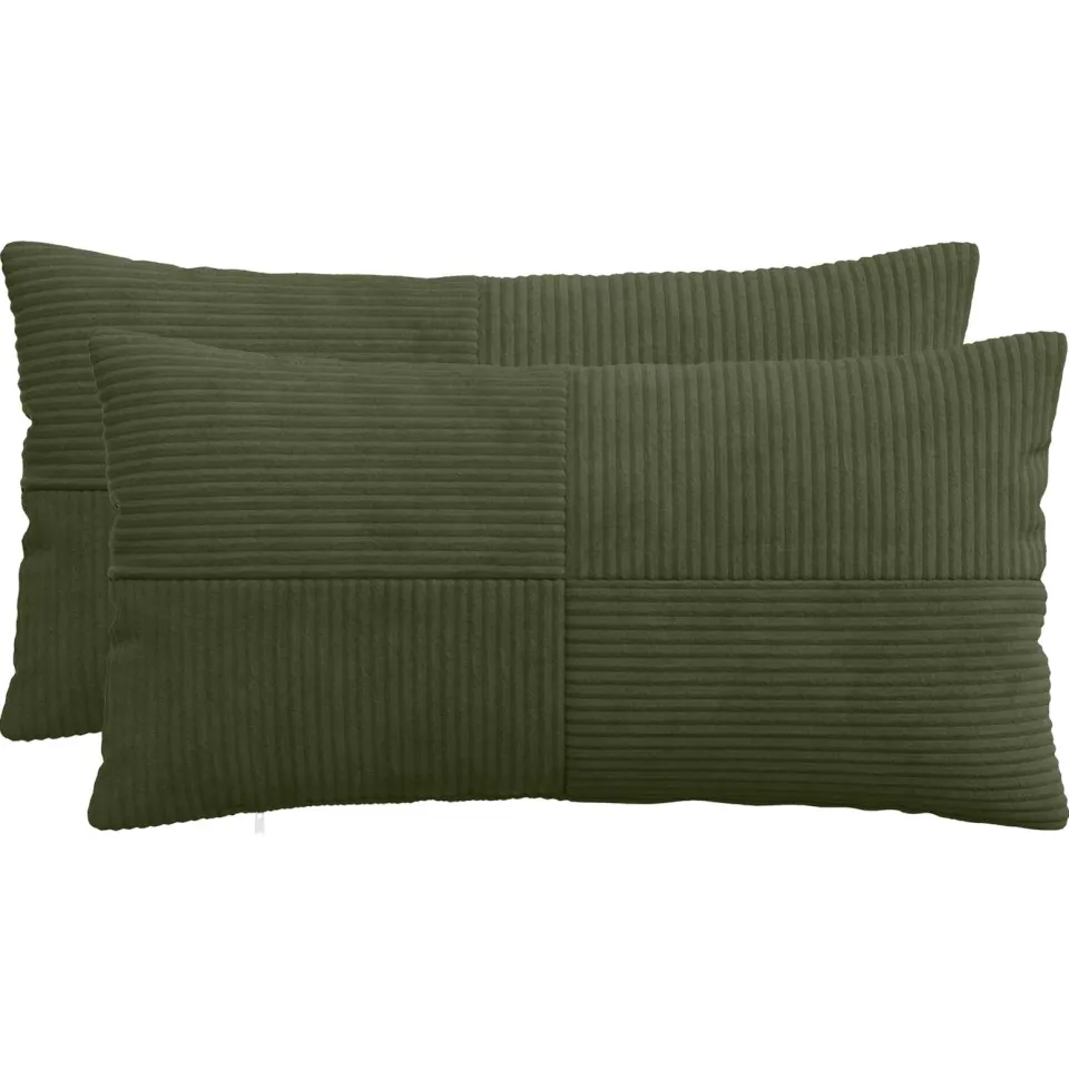 vidaXL Kussensloop 2 st ALMELO Groen 40 x 70 cm corduroy, foto 3