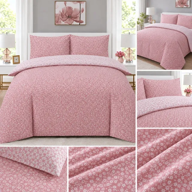 Cotton Touch Dekbedovertrek Pink Flower double face roze