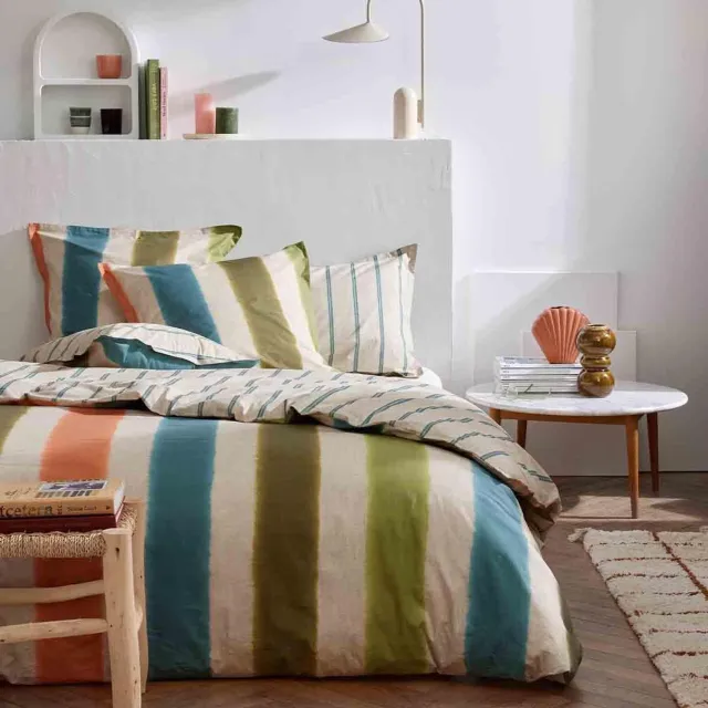 Designers Guild Mirmande Moss - Effen dekbedovertrek in perkal katoen Multicolor