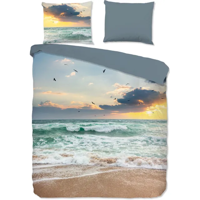 Pure dekbedovertrek zee met ondergaande zon - Lits jumeaux 240x200/220 cm - Multi - Microvezel