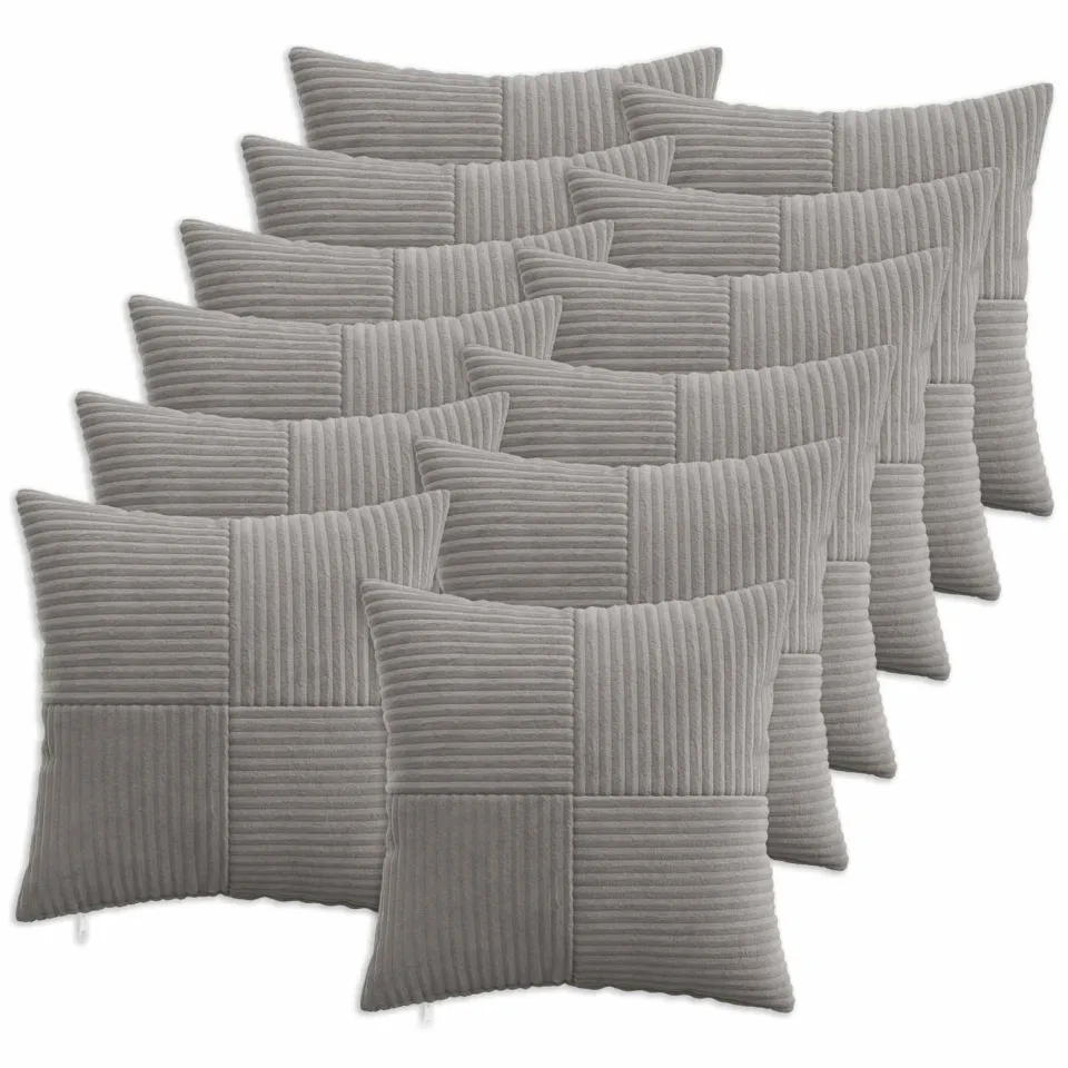 vidaXL Kussensloop 12 st ALMELO Lichtgrijs 40 x 40 cm corduroy, foto 3