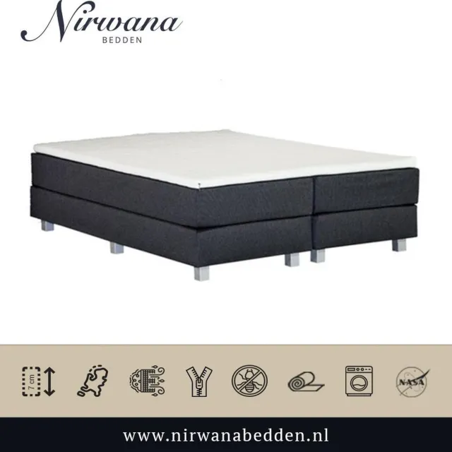 Nirwana Bedden Topper - NASA Traagschuim - Topdekmatras - Ergonomisch - 150x200cm ca 8cm dik matras Wit