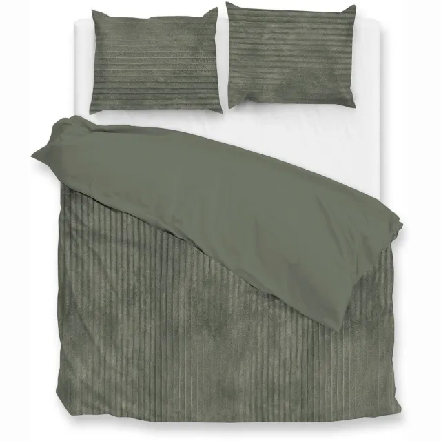 Zohome Teddy Rib Fleece Dekbedovertrek Pile di Ribcord – Dekbedovertrek - Army Green