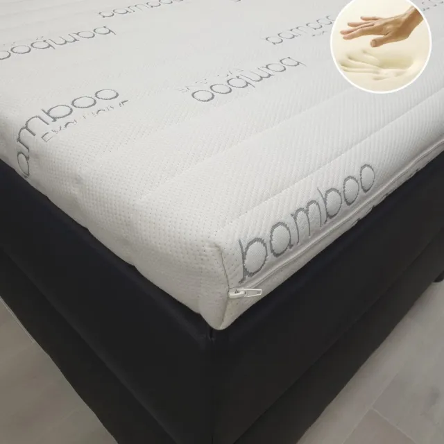 dreambedden Topper 160x210 Traagschuim NASA Bamboo Exclusive Orthopedisch SOFT! 8cm dik. wit