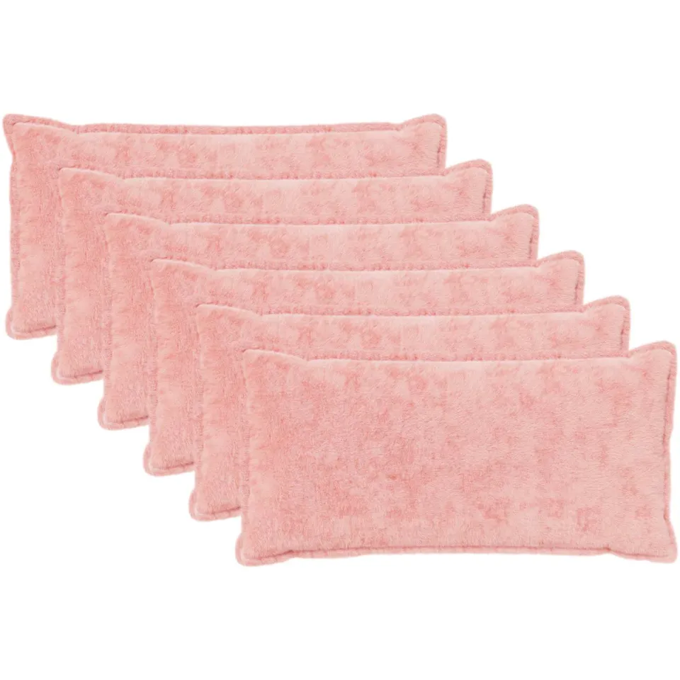 vidaXL Kussensloop 6 st HOUTEN Roze 40 x 70 cm Nep Konijnenbont, foto 3