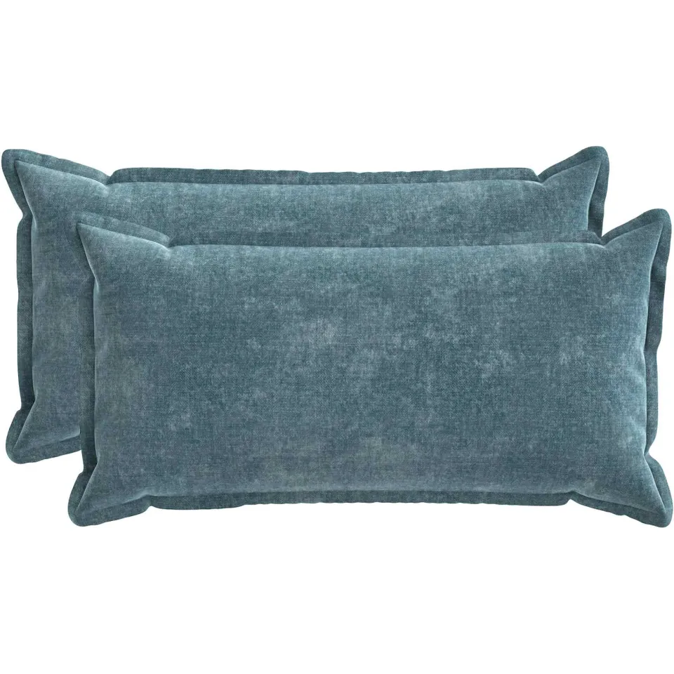 vidaXL Kussensloop 2 st HOUTEN Blauw 40 x 80 cm Chenille Stof, foto 3