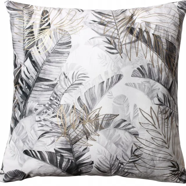 Splendid Velvet Kussenhoes 45x45 Bladeren Goud Grijs Glamour met Rits