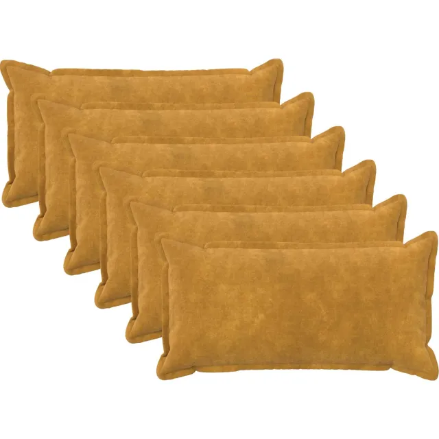 vidaXL Kussensloop 6 st HOUTEN Geel 40 x 80 cm Microfiber Fleece