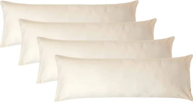Homescapes Kussensloop 50x140 cm voor Lichaamskussen Set van 4 – Crème – 100% Egyptisch Perkal Katoen – 200 TC