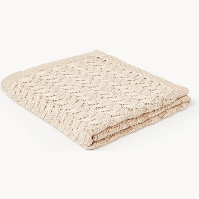Westwing Collection Gebreide plaid Vera van katoen Beige