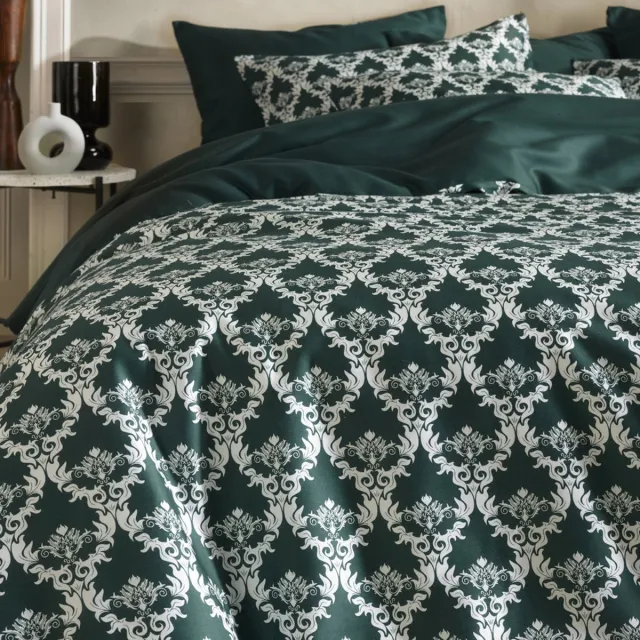 De Witte Lietaer Dekbedovertrek Katoen Satijn Rococo - Tweepersoons - 200 x 200/220 cm - Groen