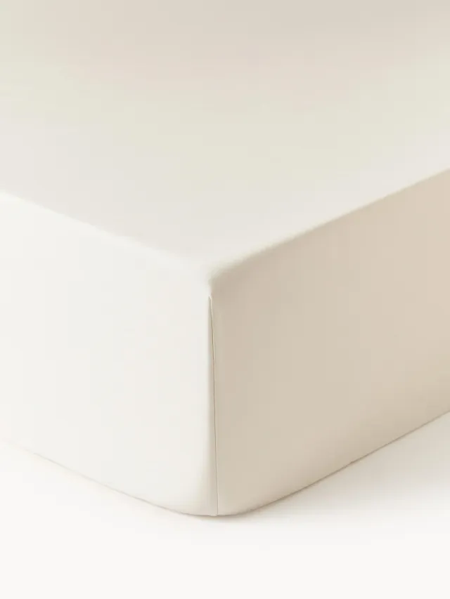 Westwing Collection Katoensatijnen hoeslaken Premium Wit