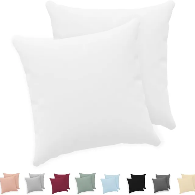Famanu Kussenslopen 40x40 cm wit set 2, 100% katoen jersey 150 GSM, ritssluiting, sierkussenhoezen. Een veelzijdige en handige keuze voor dagelijks gebruik in en om het huis.