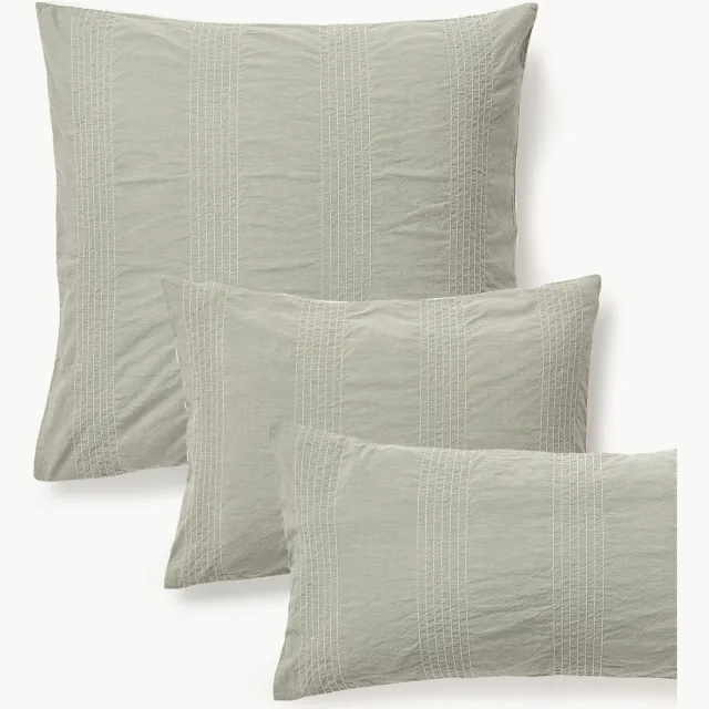 Westwing Collection Katoenen perkal kussensloop Graham Groen