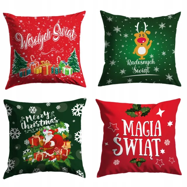 Media Design Kerst Kussenhoezen Decoratief 40x40cm Set van 4 Stuks Multicolor