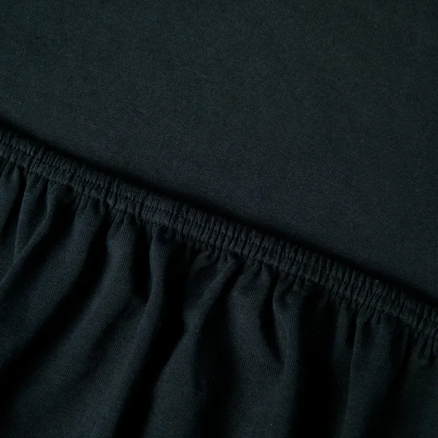 kayori Tara Hoeslaken Jersey Stretch - 140-160x200-220cm - Matrasdikte 35cm - Rondom Elastiek - Biologisch Katoen - Strijkvrij - Zwart