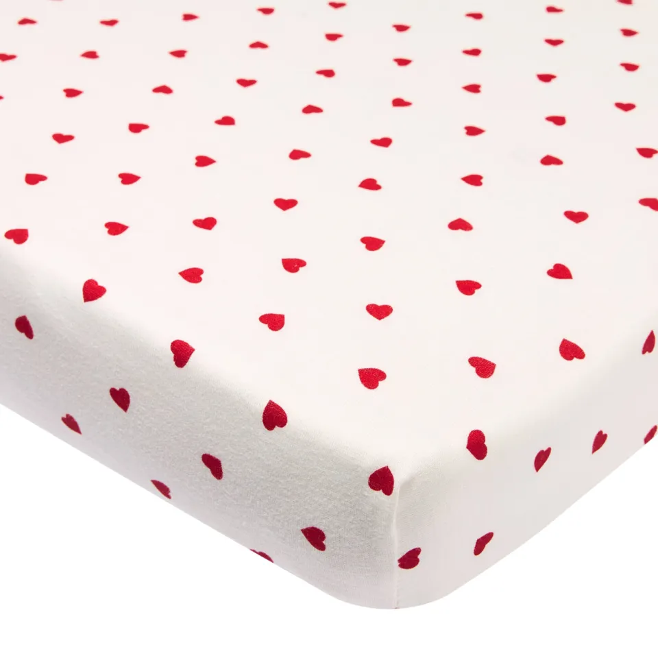 Meyco boxmatras hoeslaken Sweet Heart wit/rood, foto 4